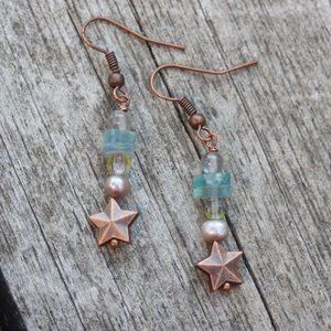 Little star earrings fluorite gemstone labradorite pearls